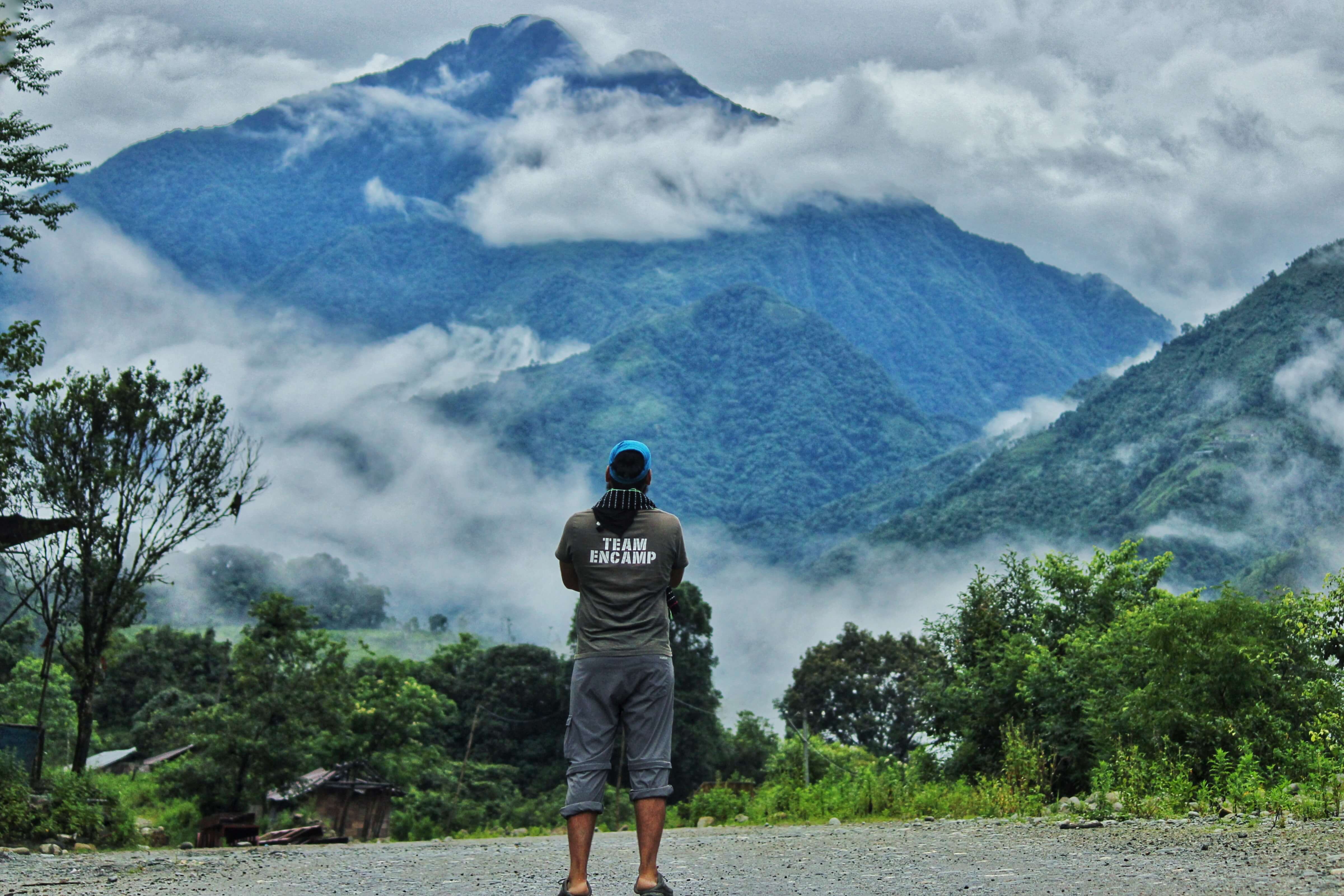Traveler in the mountains of Northeast India